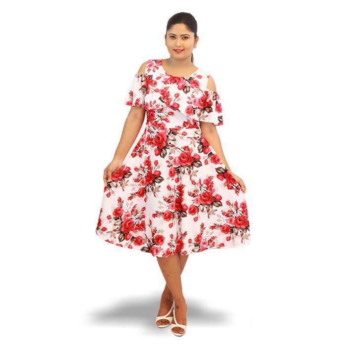 Flower frock with frill and no sleeves-SunMart Lanka