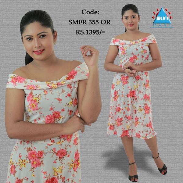 Small flower design off shoulder frock SunMart Lanka