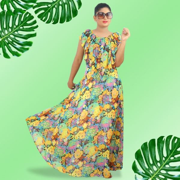 Picture of Frilled georgette maxi dress