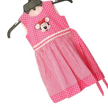 Kids Frock Sleeve less with Mini mouse  embroider