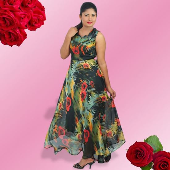 georgette long dress design