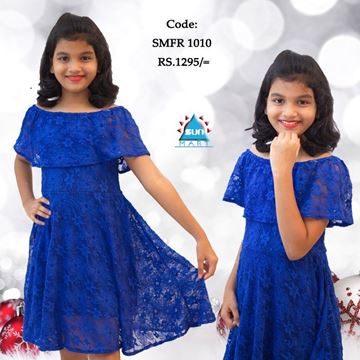 Off shoulder kids party dress with lace