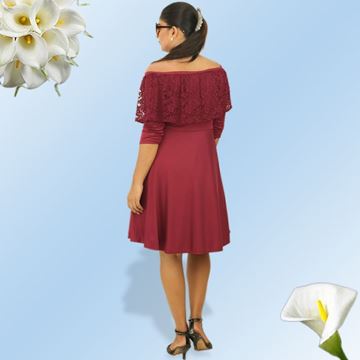Picture of Meroon off shoulder long sleeve dress