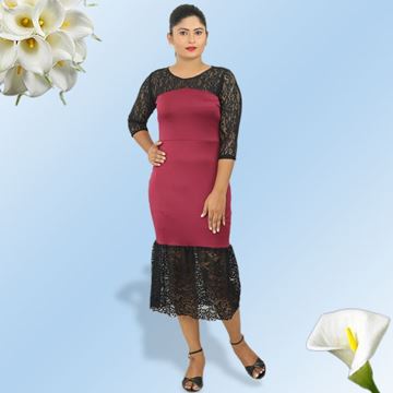 Picture of Black and Meroon mixed fishtail frock