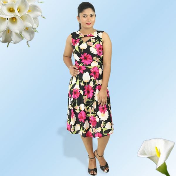 Picture of Pink floral cross over short dress