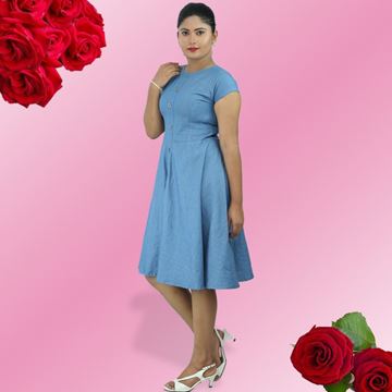 Picture of Boat necked chambray short dress