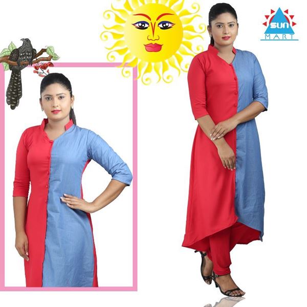 Picture of Asymmetric hemline kurtis two color top