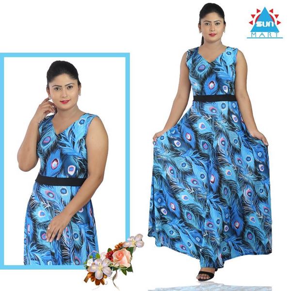 Picture of Sleeveless Peacock Design Maxi dress