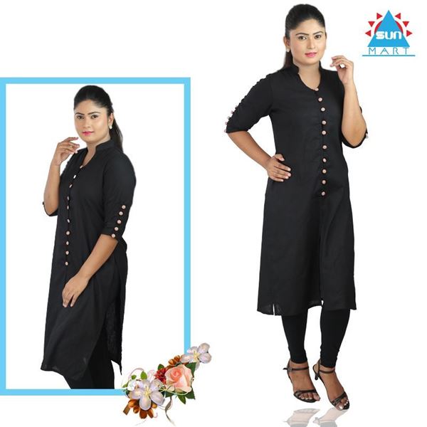 Picture of Sleeve button designed long kurtha top
