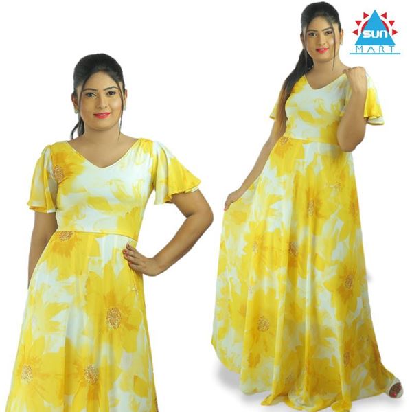 Picture of Yellow georgette maxi dress