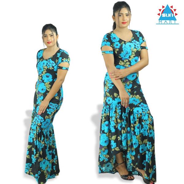Picture of Fishtail blue flower maxi dress