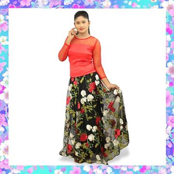 Picture of Skirt & Blouse with Embroidery Roses
