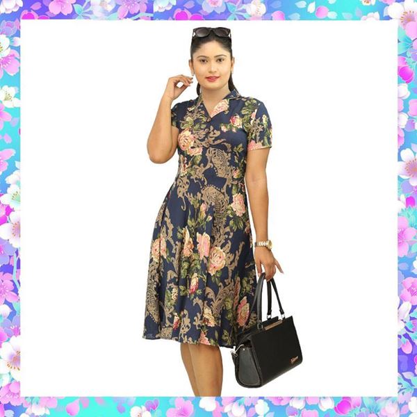 Picture of Floral designed short office frock