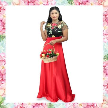 Picture of Crepe Silk Maxi Frock with Embroidery Roses