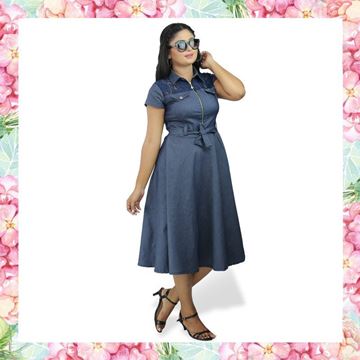 Picture of Chambray Short Frock with Lace