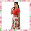 Picture of Red and White mixed flared maxi dress