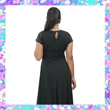 Black lace mixed maxi party frock