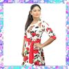 Picture of Floral Designed Red & White Mixed Long Sleeve Frock with Red Piping