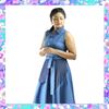 Picture of Sleeveless chambray short frock with belt