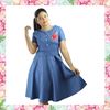 Picture of Chambray Short Frock with Embroidery Rose Flower