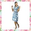 Picture of Printed Linen Short Frock with Coconut Shell Buckle