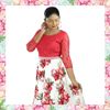 Picture of Red & White Mixed Boat Necked Short Frock
