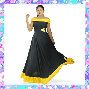 Picture of Two Color Off shoulder Maxi Dress with Frill