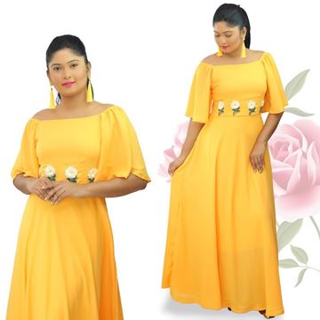 Picture of Bell sleeve Georgette maxi dress with small flowers