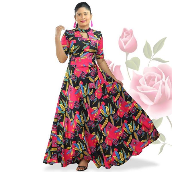 High necked maxi frock with belt