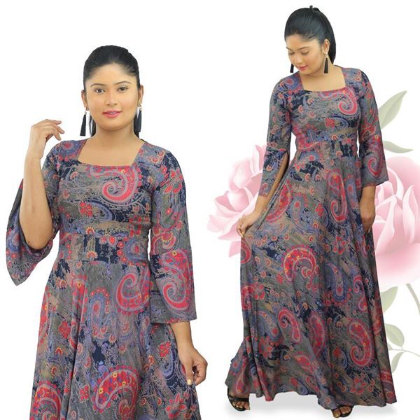 Picture of Square necked long sleeves maxi dress