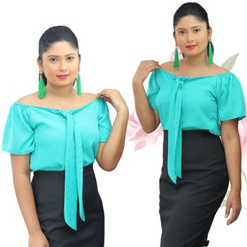 Picture of Knot front off the shoulder blouse
