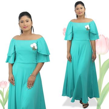 Picture of Off shoulder maxi dress with double frilled sleeves
