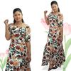 Picture of Puff sleeves off shoulder maxi dress with floral design