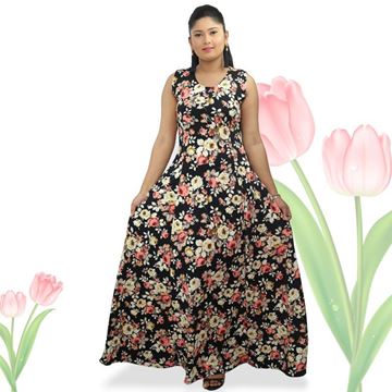 Picture of Princess line sleeveless floral maxi dress