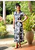 Picture of Collared Printed Linen A-line Maxi Dress
