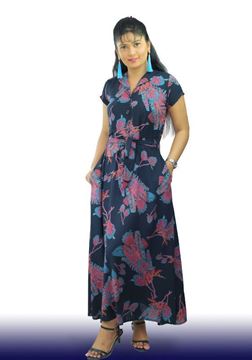 Picture of Collared A-line Maxi Dress with Belt