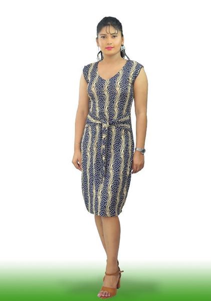 Picture of V-necked Short Stretch Frock with Short Sleeves