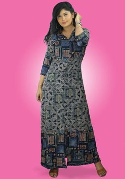 Picture of Printed Border Designed A-line Maxi dress