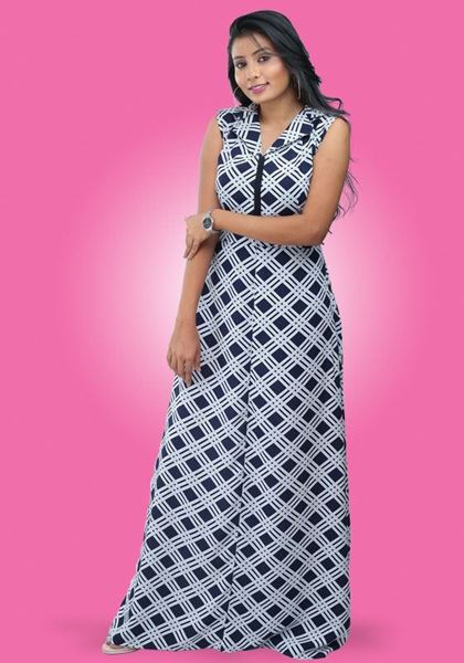 Picture of Check designed Collared Maxi frock