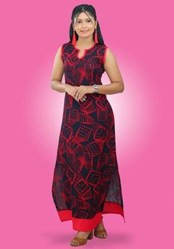 Picture of Side Open Printed Designed Sleeveless Maxi Dress