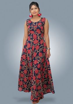 Picture of Backside Designed Round Necked Sleeveless Maxi Dress