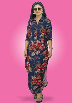 Picture of Collared Maxi Shirt Dress with Long Sleeves