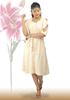 Picture of Sleeves Designed Sweet Heart Necked Office Short Linen Frock with Pockets