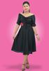 Picture of Front Knotted Flared Short Party Dress with Puff Sleeves