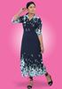 Picture of Collared Long Sleeves A-line Maxi Dress with Printed Border