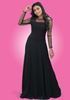 Picture of Long Net Sleeves Party Maxi Dress with Small Flowers