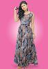 Picture of Backside Designed Round Necked Sleeveless Maxi Flared Dress