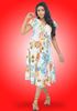 Picture of Floral Designed Flared Short Dress with Short Bell Sleeves