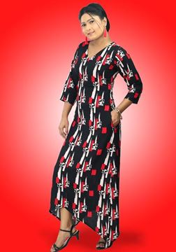 Picture of V-Necked High Low  Maxi Dress with Three Quarter Sleeves