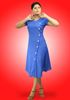 Picture of Button Embellished A-Line Short Dress with Round Neck